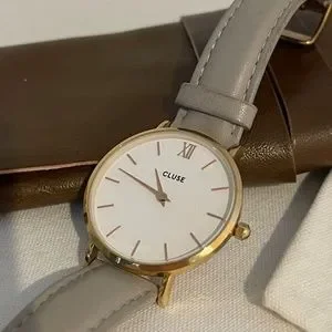 CLUSE Women\'s Watch Minuit Gray Leather Gold Authentic | w. Pouch + Extra Strap Cluse | Accessories | Cluse Womens Watch Minuit Gray Leather  main image 2